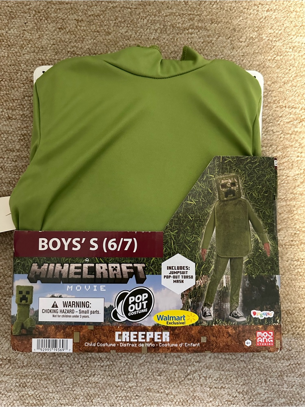 Minecraft Creeper Boys' Halloween Costume - Green (Size S 6/7)